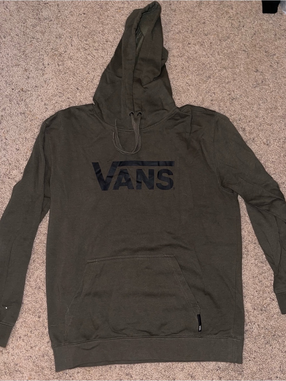 Vans Men's Olive Green Hoodie with Black Logo